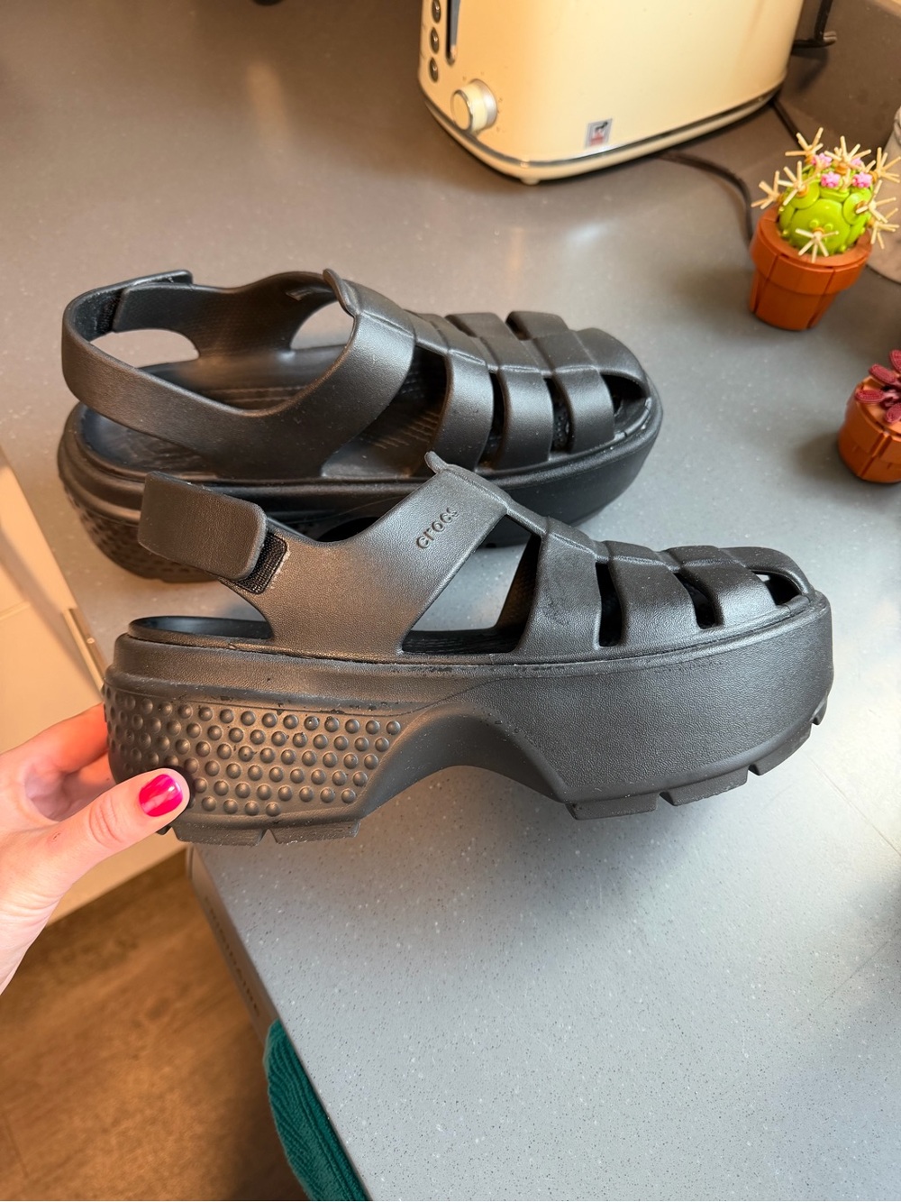 Crocs black platform sandals